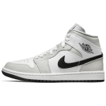 Air Jordan 1 Mid Grey Fog Naiste Tennised Valge Hele Suitsuhall Must BQ6472-015 35.5