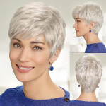 Naiste l&uuml;hikesed hallid h&otilde;bedased naturaalsed lokkis lainelised tukkidega parukad naistele s&uuml;nteetilised igap&auml;evaseks peoks kasutatavad Cosplay parukad kuumakindlad parukad helehall v&auml;rv