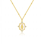ANDYWEN 925 Sterling Silver Gold LADY LOURDES Neitsi Maarja ripatshelmestega kett, pikk kaelakee 2024 naiste peened ehted M