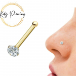 KODY PIERCING 14k t&auml;iskullast augustav kalliskivist ninan&otilde;el 1,4 mm t&otilde;elise teemandiga &ndash; kvaliteetne augustamine