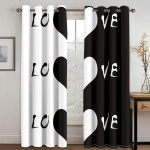 Romantiline armastuss&uuml;da mustvalge teemant aknakardinad elutoa jaoks magamistoa vannitoa k&ouml;&ouml;giukse sisekujundus W65X60H(cm)X2Pcs&Hook