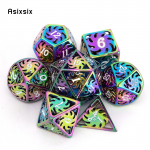 7 tk v&auml;rviline p&ouml;&ouml;rlev tuuleveski metallist t&auml;ringud &otilde;&otilde;nsad metallist mitmetahulised t&auml;ringukomplektid, mis sobivad rollim&auml;nguks RPG lauam&auml;ngu kaardim&auml;nguks mitmev&auml;rviline