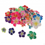 50 - 30mm Mix Flower Plumeria Polymer Clay Spacer Loose Beads Charms Cabochons with Hole for craft