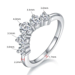 K&otilde;ik Moissanite 0,9CT s&otilde;rmus t&auml;is sterlingh&otilde;beda krooniga V-kujulised s&otilde;rmused, kaetud 18K valge kullaga Moodsad naiste ehted 11 white