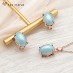 Elegantne munakujuline v&auml;rviline simuleeritud p&auml;rlitest k&otilde;rvar&otilde;ngad, ehtekomplektid naistele peo ehete ripats-kaelakee