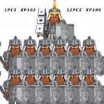 13tk/komplekt Keskaegsete r&uuml;&uuml;tlite r&uuml;hma s&otilde;jav&auml;es&otilde;durite kuju ehitusplokk, harivad m&auml;nguasjad lastele KT1073