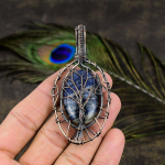 Natural Sodalite Gemstone Handmade Copper Wire Wrap Gift Pendant 3.15 u2g18