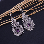 Natural Amethyst Gemstone Handmade 925 Sterling Silver Earring 2.30 f6u53