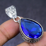 Natural London Blue Topaz Gemstone 925 Steling Silver Pendant 1.77 g6e88