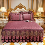 Pitsist tepitud kivist sametvoodi seelik voodikate &Uuml;heosaline kahekordne paks libisemiskindel voodikate kaitse&uuml;mbris 1,8 M 150cmx200cm 1pcs