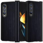 &Uuml;mbris Samsung Galaxy Z Fold 4 3 5G funda uue disainiga puidust bambusmustriga PU nahast telefoni kate Fold 4 must