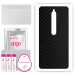 apgo Protective Skin Sticker for the back compatible with Xiaomi Redmi 8, Wrap Film, Foil, Vinyl - Pattern Carbon Black