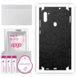 apgo Protective Skin Sticker for the back+sides compatible with Samsung Galaxy M11, Full Wrap Film, Foil, Vinyl - Pattern Black Honeycomb