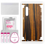 apgo Protective Skin Sticker for the back+sides compatible with Realme X2, Full Wrap Film, Foil, Vinyl - Pattern Tigerwood