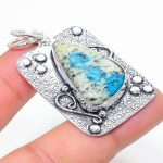 Natural K2 Blue Azurite Gemstone 925 Sterling Silver Gift Pendant 2.09 e6m89