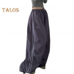 Naiste kaubap&uuml;ksid, elastsed v&ouml;&ouml;kohad, n&ouml;&ouml;riga &auml;&auml;ris, vabaaja p&uuml;ksid taskutega k&uuml;ljetriipudega laia s&auml;&auml;rega spordip&uuml;ksid t&auml;navar&otilde;ivad XL lilla