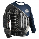 Meeste T-s&auml;rk Vintage pikkade varrukatega T-s&auml;rk Mehaanik 3D Prindiga Topid T&auml;nava vabaaja spordiriided Suurem&otilde;&otilde;tmeline isikup&auml;rastamine Pullover XS