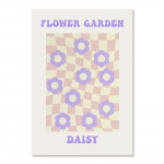 Abstraktne Taani pastelll&otilde;uend plakat ja tr&uuml;kis Lillaruuduline naeratus lillepildid Maalimine Esteetiline magamistoa seinakaunistus 21x30cm No Framed