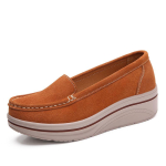 Uued naiste vabaajajalatsid Slip On Loafers Mood mugavad hingavad naiste platvormi k&otilde;rgust suurendavad jalatsid 36 pruun