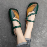 Vanad Mary Janesi kingad Naiste kandilised varbad, ballett, pehmest nahast p&uuml;ksid, naiste &otilde;mblemine 36 roheline