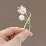 Tulbi&otilde;ie imitatsiooniga p&auml;rlipross naistele, metallist pimestamisvastased fikseeritud riided, rev&auml;&auml;ridega kampsun mantel riiete aksessuaarid valge