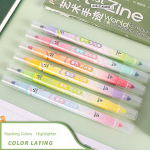 6 tk/komplekt V&auml;rviline Kahe otsaga laotav esilet&otilde;stja pliiatsikomplekt Kahepoolne fluorestseeruv Magic Art Marker Vooder Joonistus Kontori koolip&auml;evik