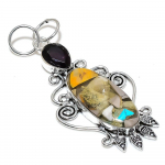 Spiny Oyster, Garnet Gemstone Handmade 925 Sterling Silver Pendant 2.99 y0h27