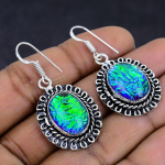 Purple Triplet Opal Gemstone 925 Sterling Silver gift Jewelry Earring 1.73 Z0E56