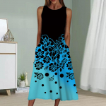 Suvemood Seksikas Varrukateta Kleit Pehme Vabaaja 3D Gradient Roosa Roosi Prindiga Kleit Varrukateta Rihmikkleit XS sinine