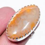 Natural Fossil Coral Gemstone Handmade 925 Sterling Silver Ring Size 8 f7q57