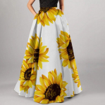 Naiste lilledega tr&uuml;kitud maksiseelik, k&otilde;rge v&ouml;&ouml;kohaga pidulik vabaaja vihmavarjuga pikk seelikkleit plusssuuruses XL