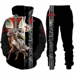 Uus Meeste retro Knight Templar Armour Hoodie 3D Prinditud Meeste Hoodid Vabaaja spordir&otilde;ivad spordip&uuml;ksid Kaheosaline komplekt &Uuml;likond XL