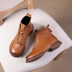 L&uuml;hikesed saapad Naiste Retro &uuml;hekordsed saapad Pehme tallaga pehme nahk Mitmek&uuml;lgsed hingavast nahast naiste saapad 39 pruun