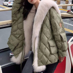 Imiteeritud muru merev&auml;rvi krae puuvillane jope puuvillane jakk naiste keskmise pikkusega s&uuml;gis- ja talveriided S