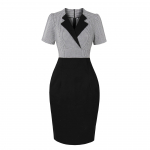 GMXIA Naiste vintage ruuduline lapikujuline must elegantne puusakleit kitsas pliiatskleit S must