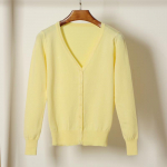 Naiste s&uuml;gisene kootud kardiganid vabaaja &uuml;hev&auml;rvilised V-kaelusega pikkade varrukatega kampsun Moodsad naiste mantlid L helekollane v&auml;rv