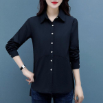 Kevad S&uuml;gis Uus Vabaaja S&auml;rk Vaba aeg Puhas Puuvill Pluus Rev&auml;&auml;r Ebakorrap&auml;rane K&uuml;lgmine L&otilde;hik Figuuri j&auml;rgi Must Valge S&auml;rgid Naiste Pikkade Varrukatega Top M(40-44kg) valge