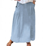 Naiste vabaaja vaba Boho elastne v&ouml;&ouml;koht A-Line Beach Flowy Swing Vacation Maxi seelik taskuga L must