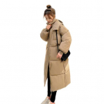 Talvine naiste puuvillane jope kapuutsiga kaelakaitse, pikad varrukad taskud, lukuga ja polsterdatud mantel keskmise pikkusega &uuml;hev&auml;rvilised tuulekindlad v&auml;lisriided M sinine