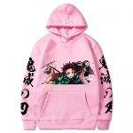 Jaapani Anime Demon Slayer Kamado Nezuko ja Kamado Tanjirou Prindiga Kapuutsiga Meeste Naiste Vabaaja Kapuutsid Harajuku Dressipluus Pullover XXL must