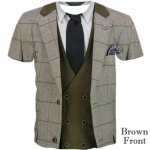 Mood, suvine lahe 3D &uuml;likond, smokingu mustriga t-s&auml;rk Mehed, naised, vabaaja l&uuml;hikeste varrukatega T-s&auml;rk S