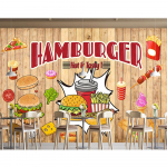 Hamburgeri Seinamaal Pizza Suupiste Hamburg Kiirtoit Tapeet Restorani Suupiste Seinale Maalitud T&ouml;&ouml;stuslik Kaunistus 200 cm(W) x 140 cm(H)