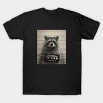Meeste musta mustriga T-s&auml;rk Super suur s&auml;rk Raccoon Mugshot, Buck Tee L&otilde;iketa &uuml;lekandepaberi tr&uuml;kiga puuvillane T-s&auml;rk S must