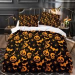 Halloweeni Kuningas Kuninganna Tekikott Kawaii Joonisfilm Kolju Voodipesukomplekt Lastele Poistele Oranž K&otilde;rvits Skelett 2/3tk Pol&uuml;ester Tekikott 135x200cm 2pcs