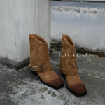 L&auml;&auml;ne retro botas mujer ehtsast nahast cowboy saapad mootorratta kingad 35 khaki