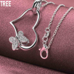 925 h&otilde;bedane s&uuml;damekujuline liblikas 18-tolline ripatsiga kaelakee Moodsad pulmaehted O-40CM