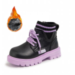 Talvised laste suures suuruses paksud ja pehmed soojad ja moodsad k&otilde;rge &uuml;laosaga puuvillased kingad Briti stiilis vahetalla saapadega 26-37 26 must