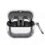 L&auml;bipaistev kaitse&uuml;mbris P&otilde;rutuskindel k&otilde;rvaklappide &uuml;mbris, kukkumisvastane l&auml;bipaistev &uuml;mbris v&otilde;tmehoidjaga Samsung Galaxy Buds 3/Buds 3 Pro jaoks