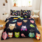 Multikas &Ouml;&ouml;kulli Voodipesukomplekt 3D Loodusmustriga Tekikate Lind Loom Duvet Cover Kuninglik Suurus Nighthawk Pehme Pol&uuml;ester Tekikate 70x133cm 2pcs