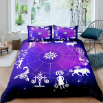 T&auml;htkuju tekikotikomplekt Kuldse mustriga tekikott Zodiaagim&auml;rgid T&auml;histaevas Loom Kuninganna suuruses tekikott Poisile Mehele EU single(135x200cm)